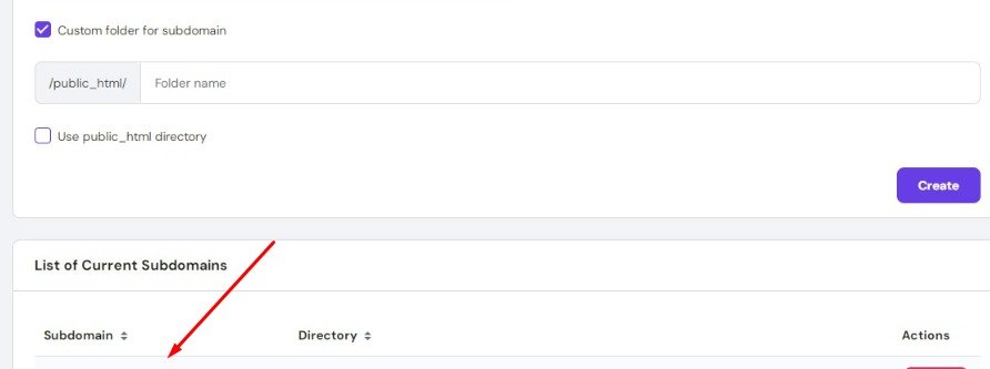 Creating a subdomain