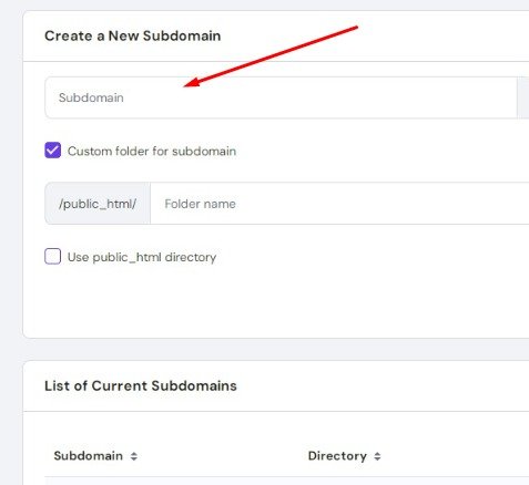 Creating a subdomain