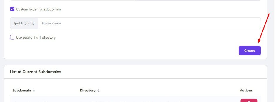 Creating a subdomain